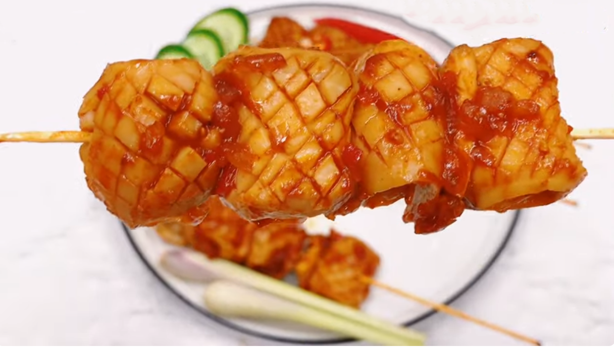 mực nướng sa tế chay