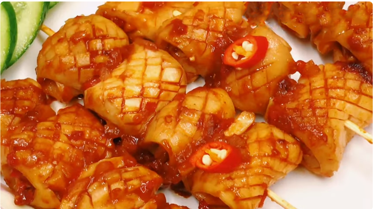 mực nướng sa tế chay 